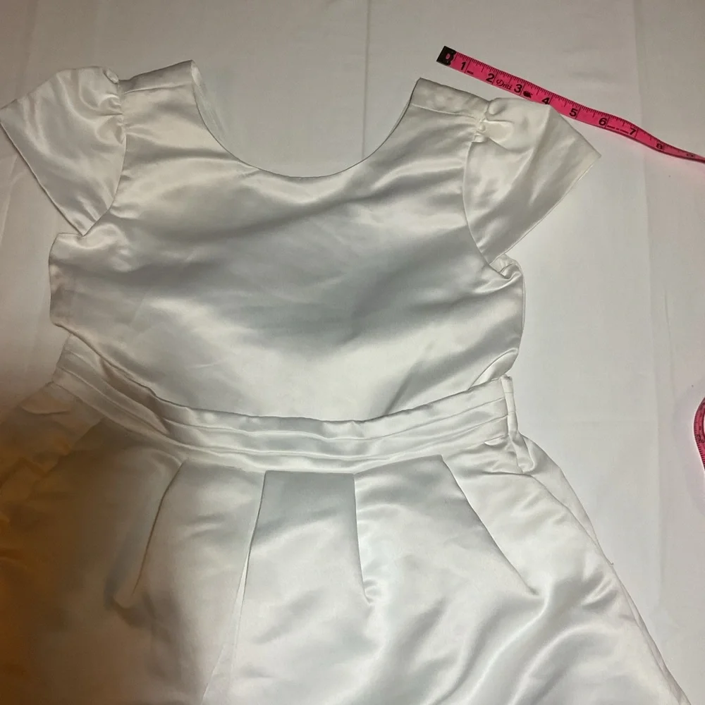 Gymboree Girls Size 12 White Satin Short Sleeve Dress NWT - Formal